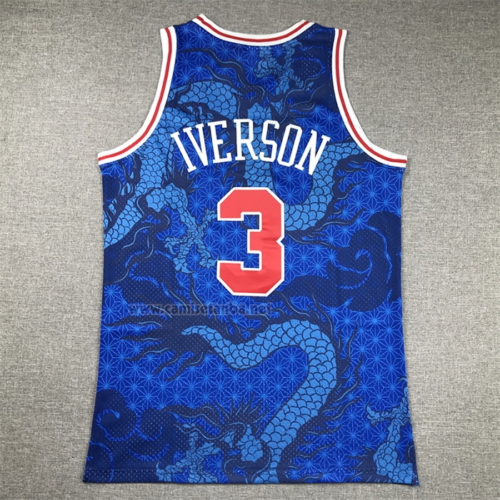 Camiseta Philadelphia 76ers Allen Iverson #3 Asian Heritage Throwback 1996-97 Azul